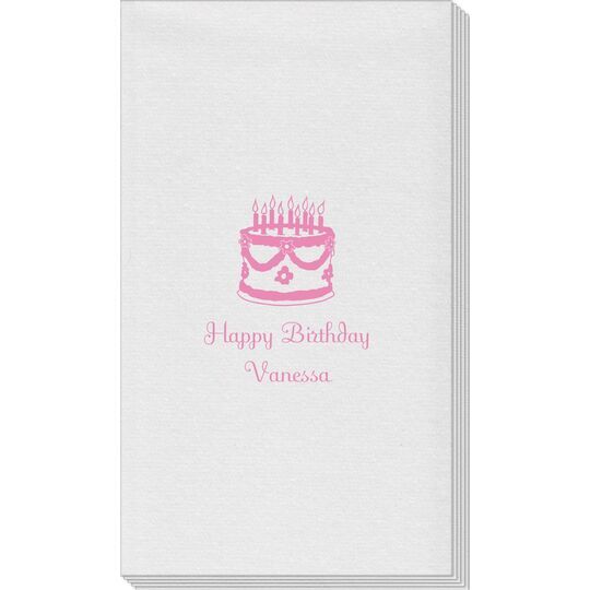 Sweet Floral Birthday Cake Linen Like Guest Towels
